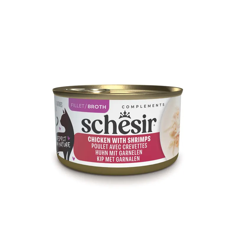 Pisici - Hrană Umedă Pisică Adult, SCHESIR, Conservă, Pui și Creveți, 70g