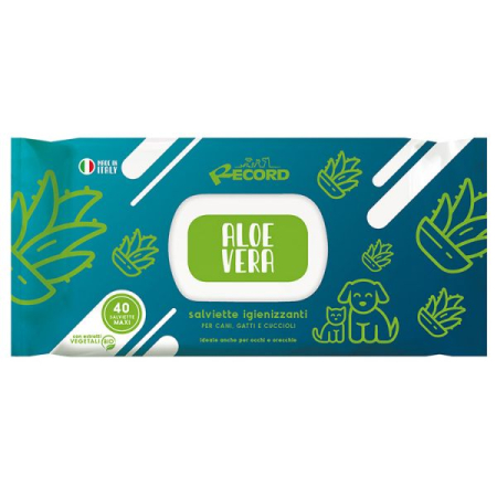 Câini - Servetele Umede Antibacteriene RECORD cu Aloe Vera 40buc