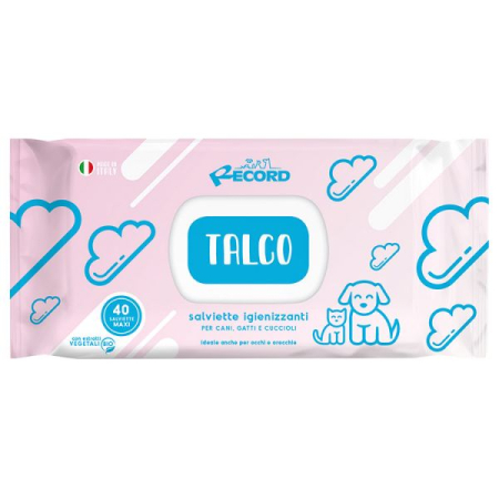 Câini - Servetele Umede Antibacteriene RECORD cu Talc 40buc
