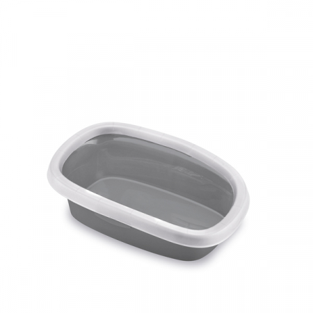 Accesorii Pisici - STEFANPLAST Litieră fără acoperiș Sprint 10, White & Stone Grey, 31x43x14 cm