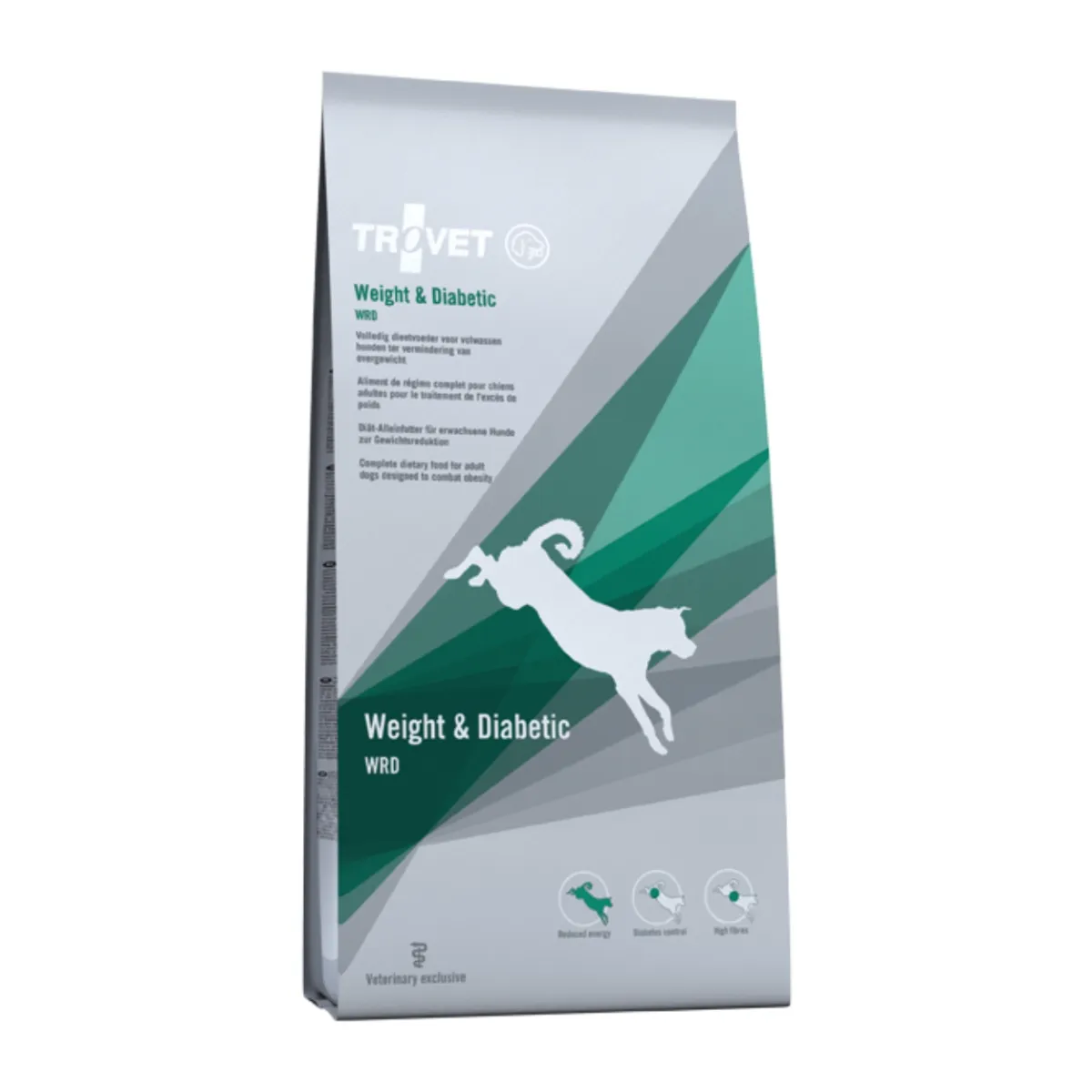Câini - TROVET Weight & Diabetic, Dietă Veterinară Uscată Câine Adult, Pasăre și Pește, 3 kg