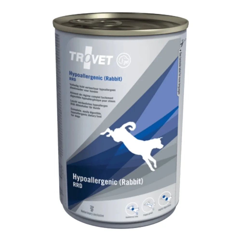 Câini - TROVET Hypoallergenic, Dietă Veterinară Umedă Câine Adult, Iepure, 400g