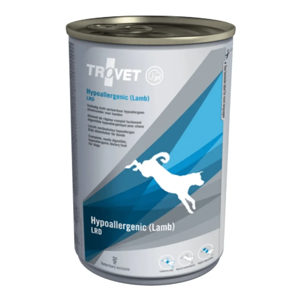 Câini - TROVET Hypoallergenic, Dietă Veterinară Umedă Câine Adult, Miel, 400g