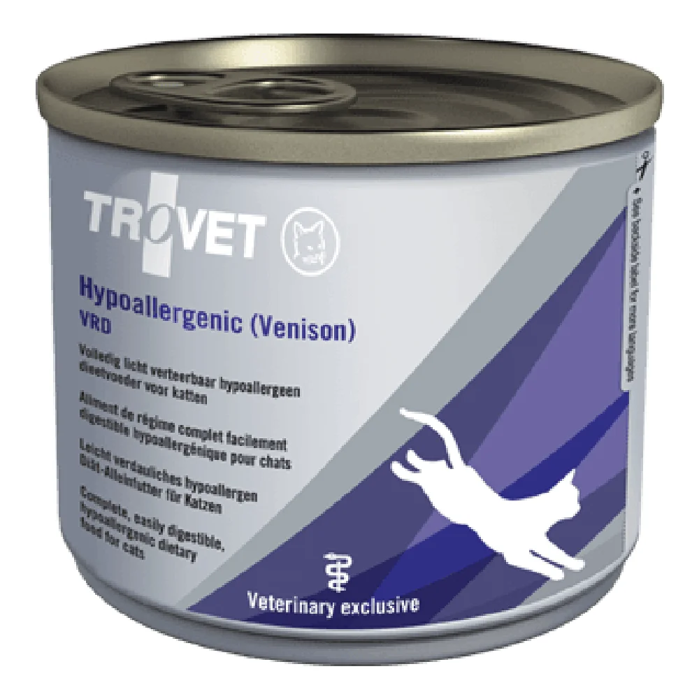 Umedă - TROVET Hypoallergenic, Dietă Veterinară Umedă Pisică Adult, Căprioară, 200g