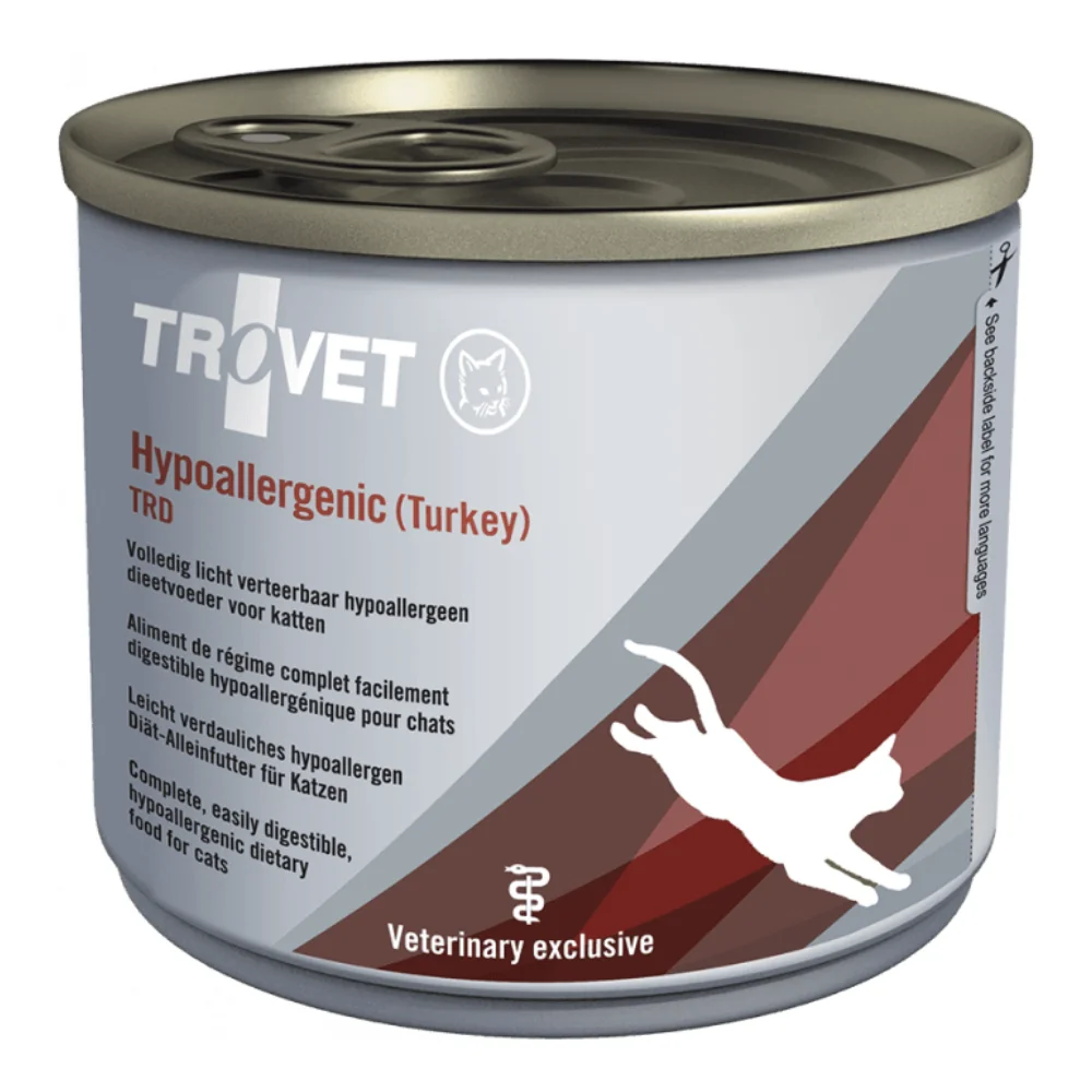 Umedă - TROVET Hypoallergenic, Dietă Veterinară Umedă Pisică Adult, Curcan, 200g
