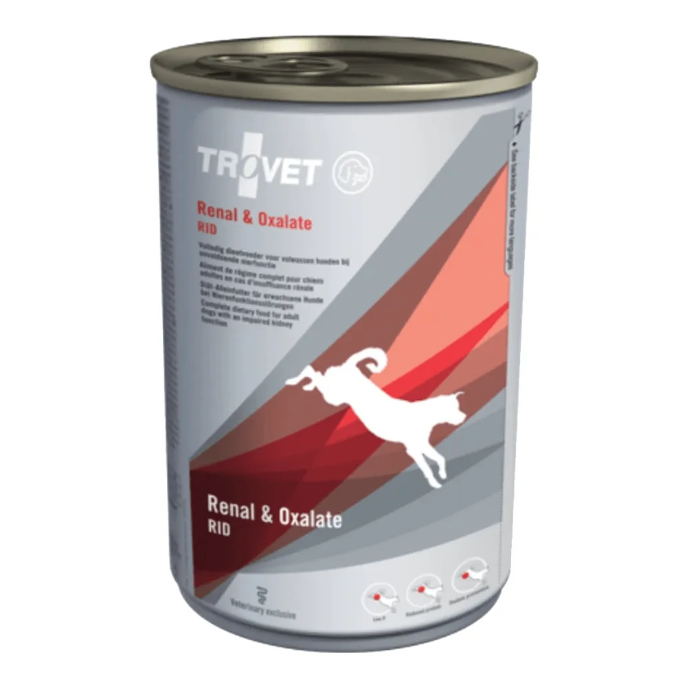 Câini - TROVET Renal & Oxalate, Dietă Veterinară Umedă Câine Adult, Pasăre și Porc, 400g