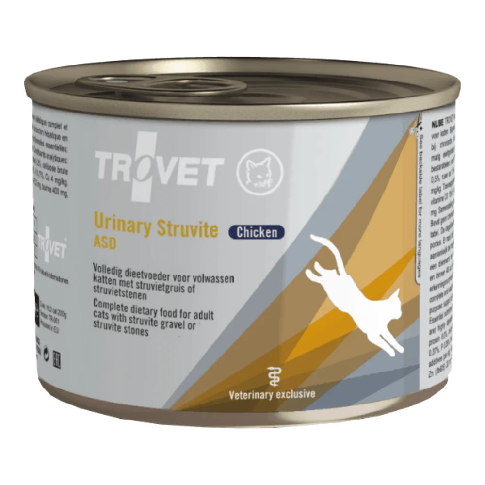 Umedă - TROVET Urinary Struvite, Dietă Veterinară Umedă Pisică Adult, Pui, 200g