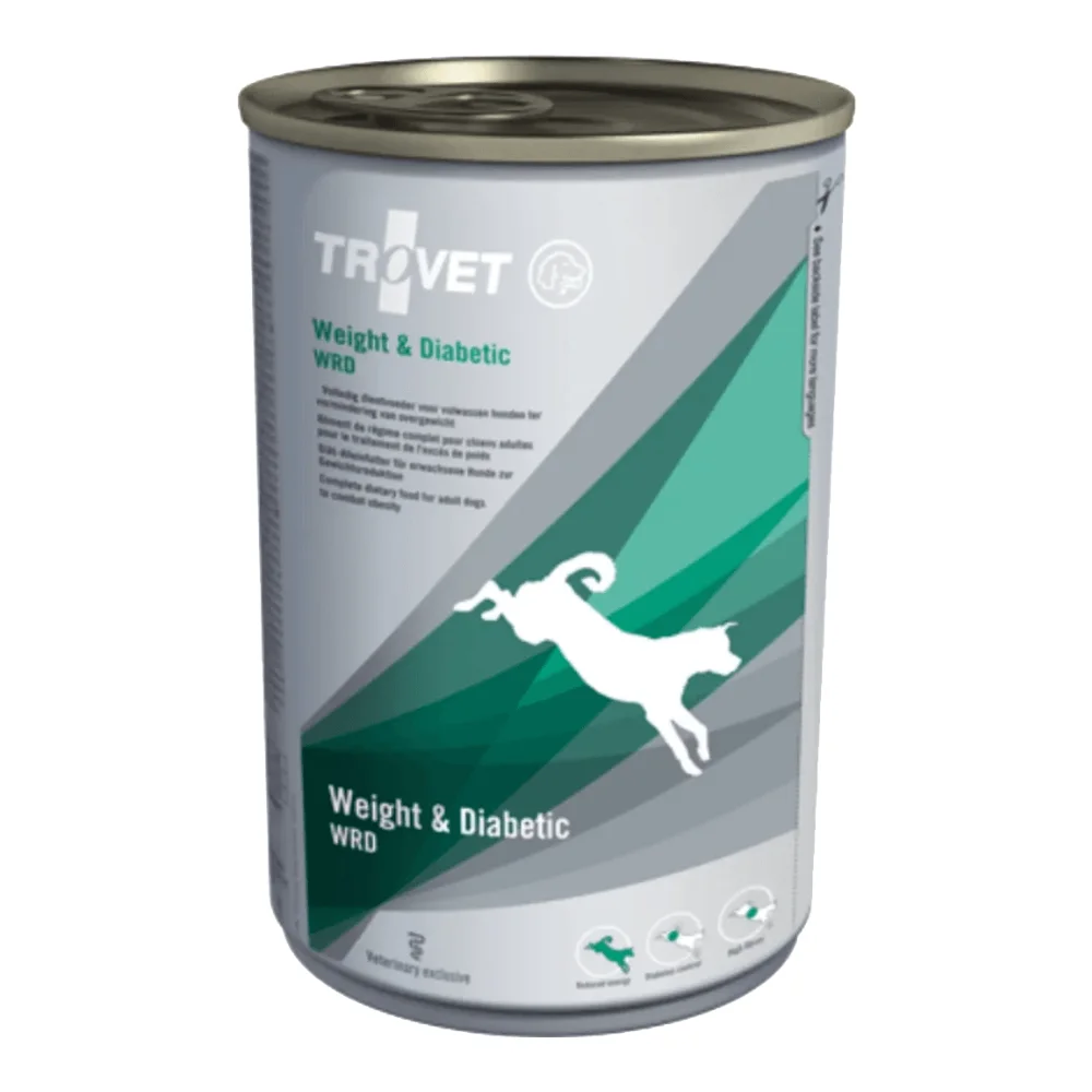 Câini - TROVET Weight & Diabetic, Dietă Veterinară Umedă Câine Adult, Pui și Porc, 400g