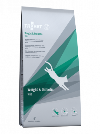 Uscată - TROVET Weight & Diabetic, Dietă Veterinară Uscată Pisică Adult, Pasăre și Pește, 3 kg