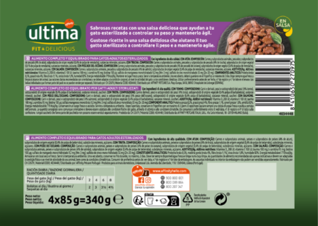 Hrană Umedă Pisică Adult, ULTIMA, Sterilizat, Ton, Păstrăv, Somon și Pește Oceanic, 4x85g [1]
