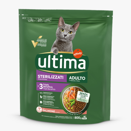 Pisici - Hrană Uscată Pisică Adult, ULTIMA, Sterilizat, Somon, 800g