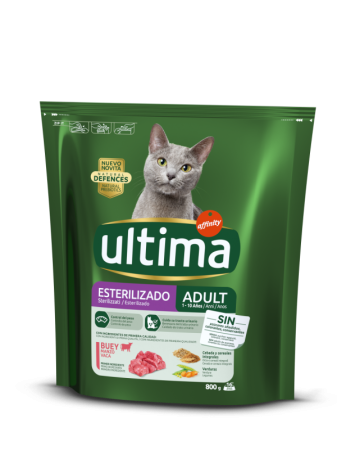 Pisici - Hrană Uscată Pisică Adult, ULTIMA, Sterilizat, Vită, 800g