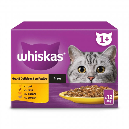 Pisică Adult - Hrana Umeda Pisici WHISKAS Selectii Pasare in Sos 12x85g