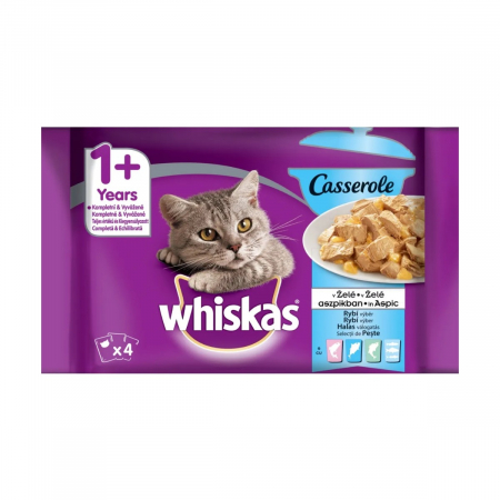 Pisică Adult - Hrana Umeda Pisici WHISKAS Selectii Peste in Aspic 4x85g