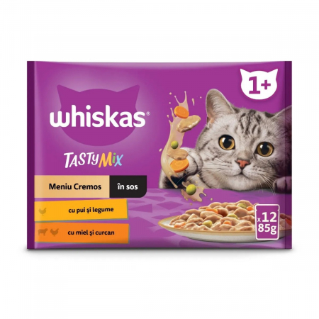 Pisică Adult - Hrana Umeda Pisici WHISKAS Tasty Mix Cremos 12x85g