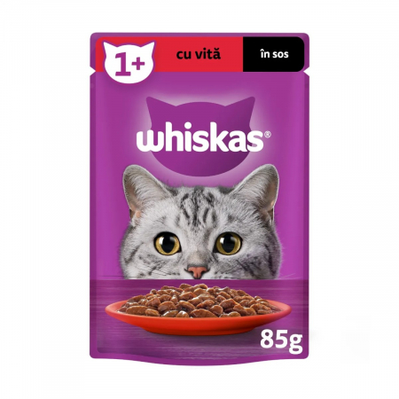 Pisică Adult - Hrana Umeda Pisici WHISKAS Vita in Sos 85g