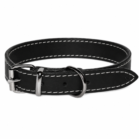 Zgărzi, Lese & Hamuri - Zgardă pentru Câine, 4DOG, Piele, Neagră, Nr. 4, 30/620 mm