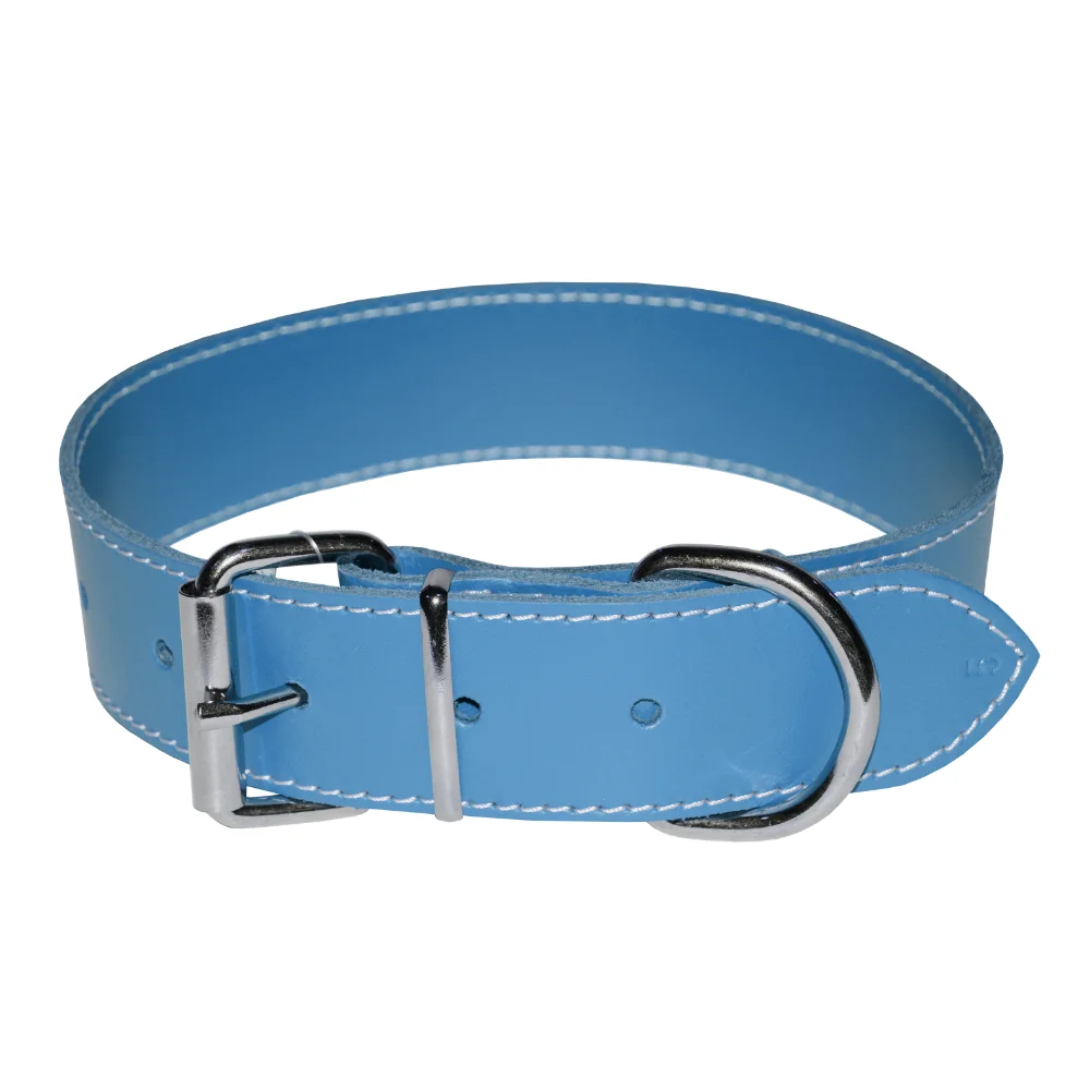 Zgărzi, Lese & Hamuri - 4DOG Zgardă pentru Câine din Piele, Albastru, Nr. 2, 20/450 mm