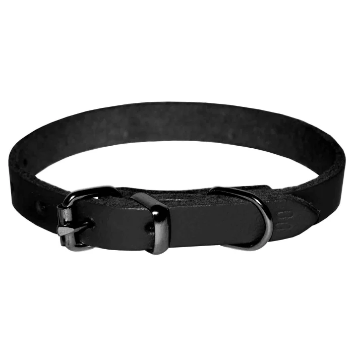 Câini - Zgardă pentru Câine, 4DOG, Piele, Neagră, Nr. 4, 30/620 mm