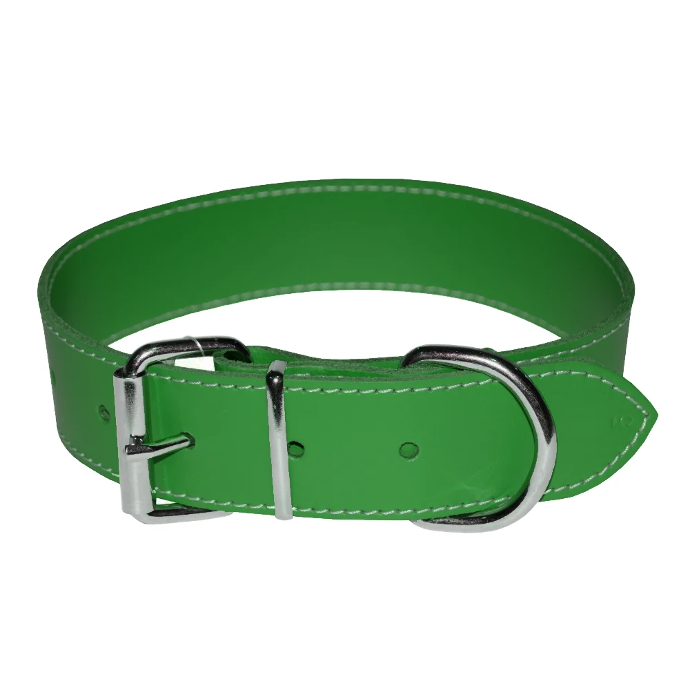 Zgărzi, Lese & Hamuri - 4DOG Zgardă pentru Câine din Piele, Verde, Nr. 3, 25/530 mm