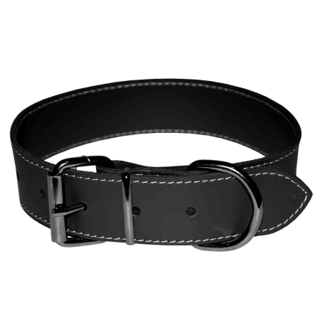 4DOG Zgardă pentru Câine din Piele, Neagră, Nr. 5, 40/630 mm