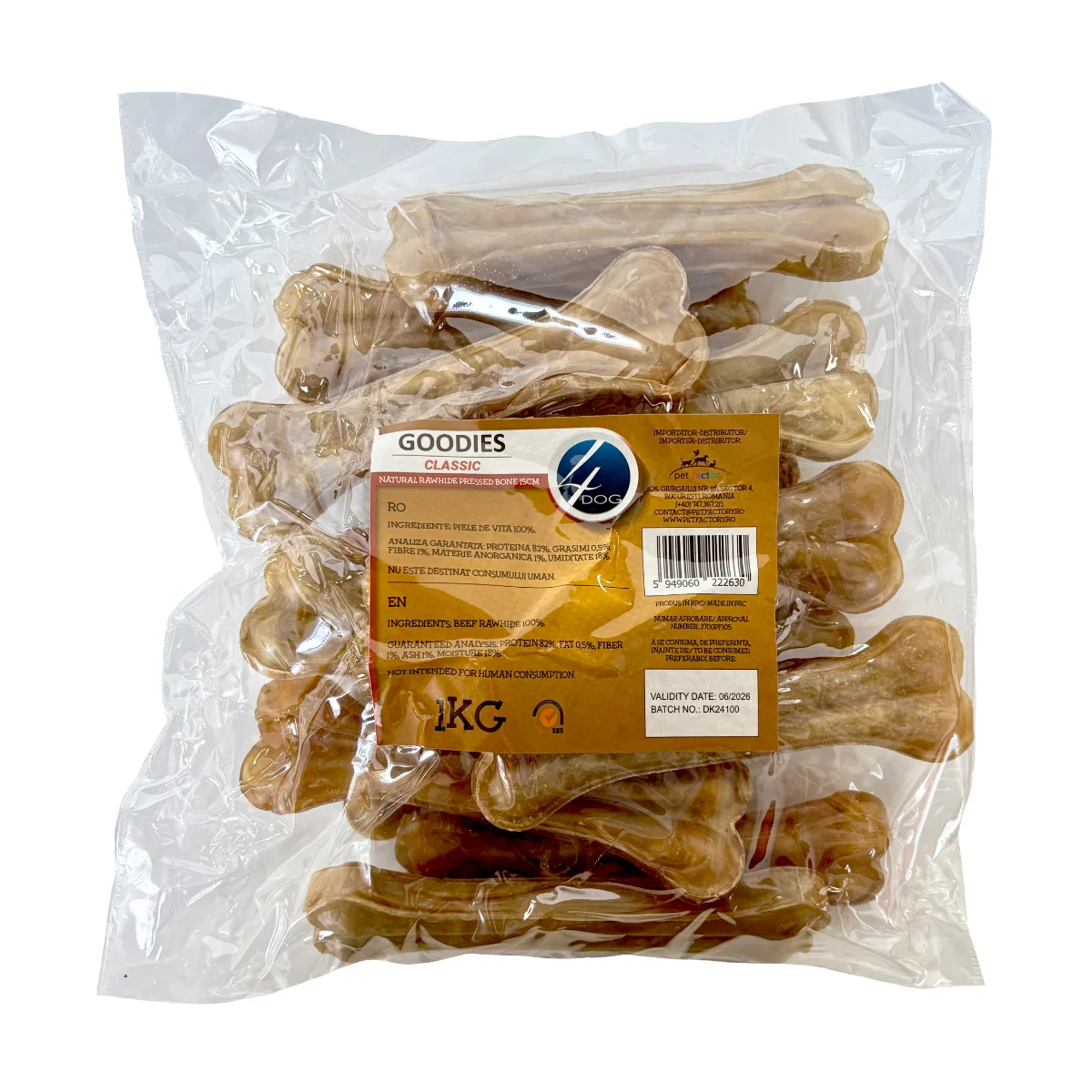 4DOG Recompense Caine Adult, Oase din Piele Presata 15cm, 1kg