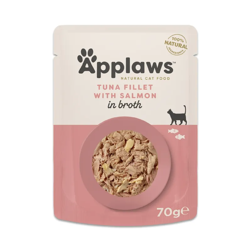 Hrană Umedă Pisică Adult, APPLAWS, Ton cu Somon în supă, 70g