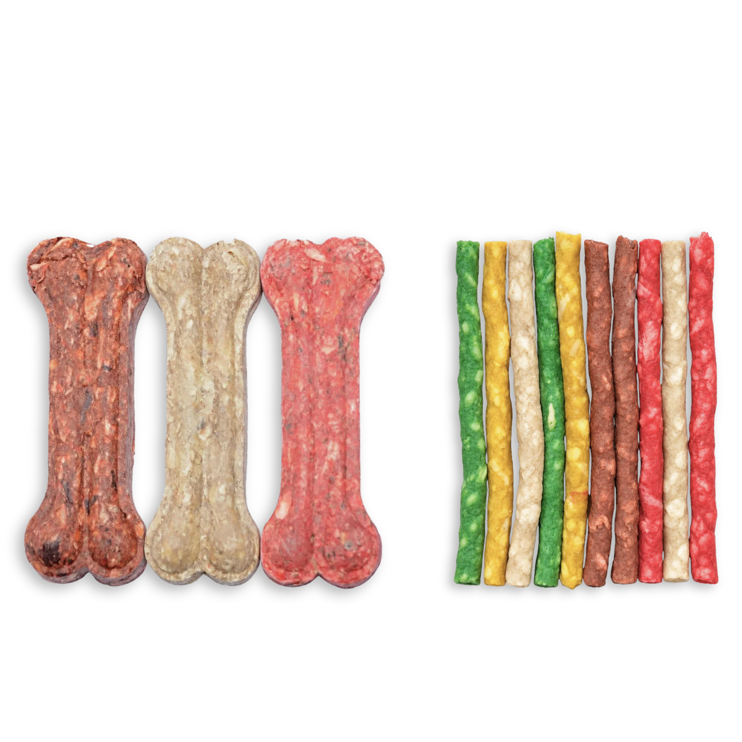 COMBOPACK Recompense pentru Câine Adult, 4DOG Munchy, Oase din Piele Presată și Batoane, Vită, 10cm și 12.5cm, 3+10 bucăți