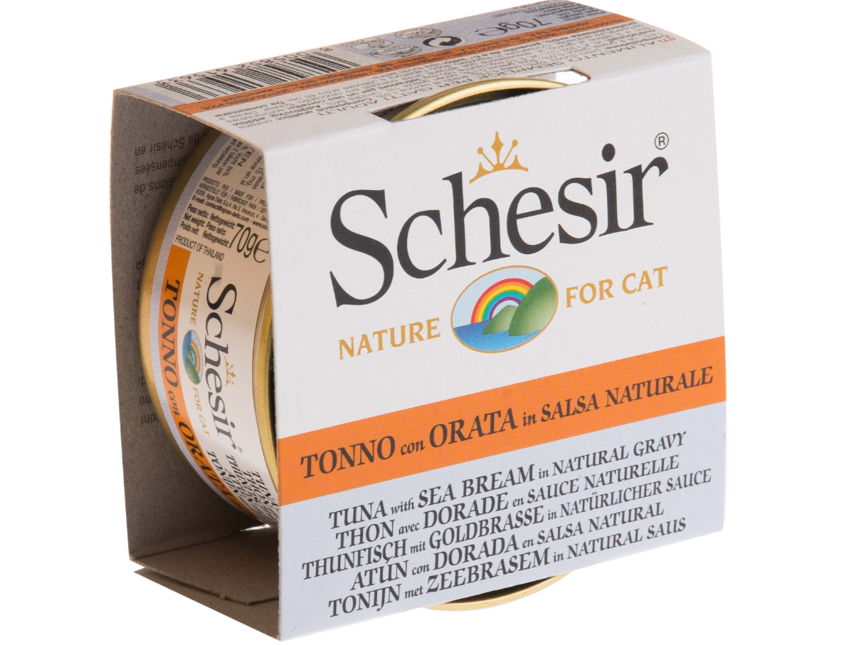 SCHESIR Conserva, Hrana Umeda Pisica Adult, Ton si Dorada, 70g