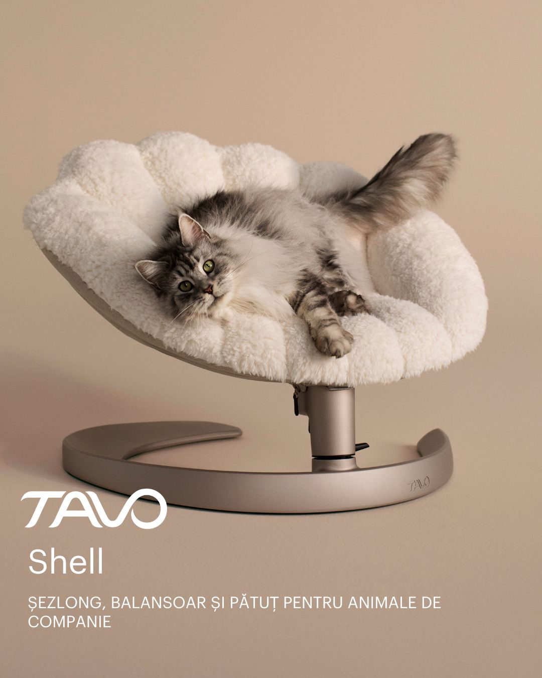 Confort suprem pentru prietenul tau blanos cu Shell de la TAVO Pets - sezlong, balansoar si pat intr-un singur produs