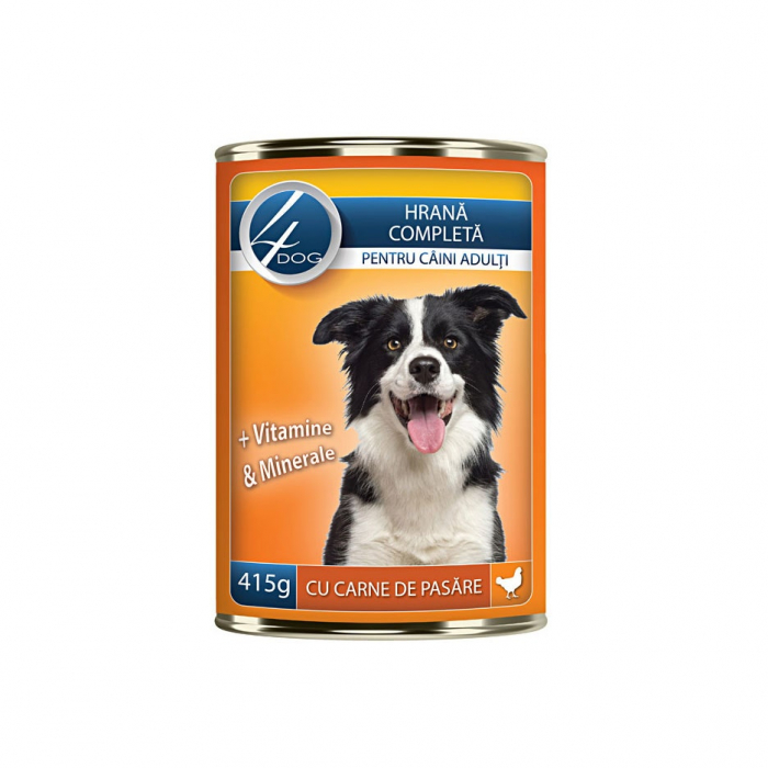 4DOG, Conservă Hrana Umedă pentru Câini, cu Pui, 415g [1]