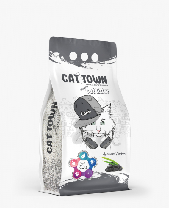 Cat Town Așternut Igienic pentru Pisici cu Carbon Activ - 5L [1]