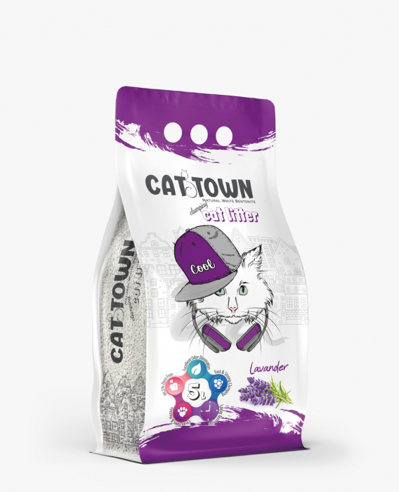 Cat Town Așternut Igienic pentru Pisici cu Lavandă, 5L [1]