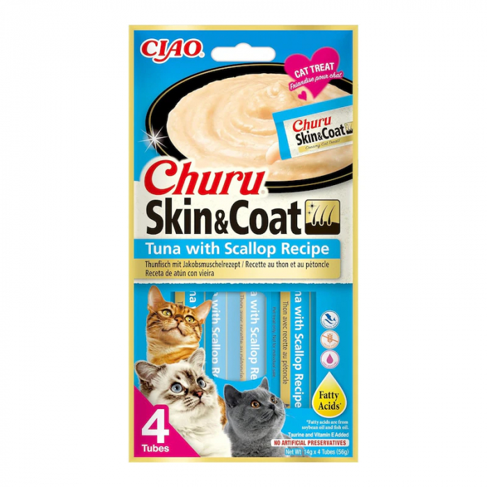 Churu Creamy Skin & Coat – Recompense cremoase cu Ton și Scoici, 4x14g [1]