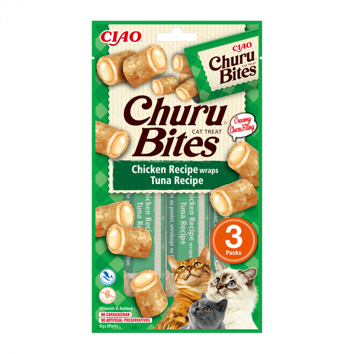 Churu Inaba Ciao Churu Bites Recompense pentru Pisici cu Pui și Ton, 3x10g [1]
