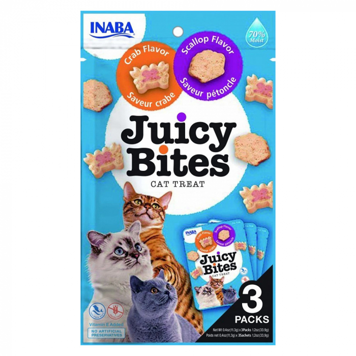 Churu Inaba Ciao, Juicy Bites, Recompense pentru pisici, EU703, cu aroma de Scoica si Crab, 3x11.3g [1]