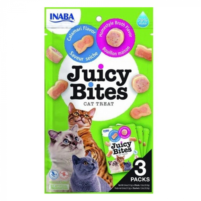 Churu Inaba Ciao Juicy Bites Recompense pentru Pisici cu Calamar si Supa de Casa 3x11.3g [1]
