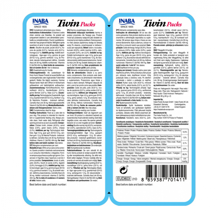 Churu Inaba Twin – Hrană umedă cu Pui, Legume și Brânză, 2x40g [2]