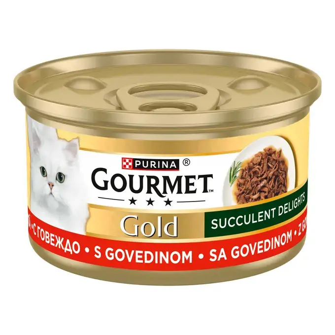 Gourmet Gold Delicii Suculente cu Vită – Hrană Umedă Pisici 85g [1]