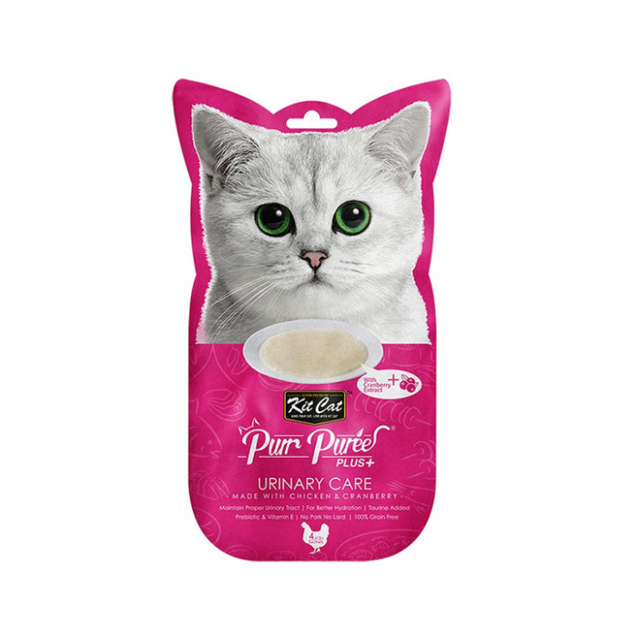 Kit Cat Purr Puree Plus Urinary Care – Recompense cremoase pentru pisici, cu pui și extract de afine, 4 x 15g [1]
