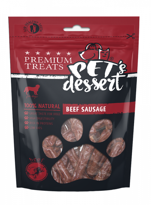 Pet's Dessert Beef Sausage 80g - Recompense pentru câini cu carne de vită [1]