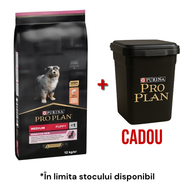 Purina PRO PLAN Medium Puppy Sensitive Skin cu Somon – hrană pentru pui de talie medie [1]