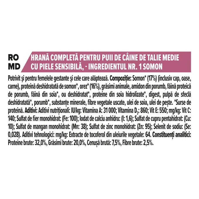 Purina PRO PLAN Medium Puppy Sensitive Skin cu Somon – hrană pentru pui de talie medie [6]