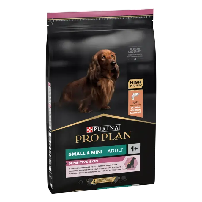 Purina PRO PLAN Small & Mini Adult Sensitive Skin cu Somon – hrană uscată pentru câini mici [1]