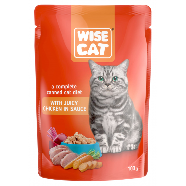 Wise Cat Hrana umedă pentru pisici cu pui în sos - 100g [1]