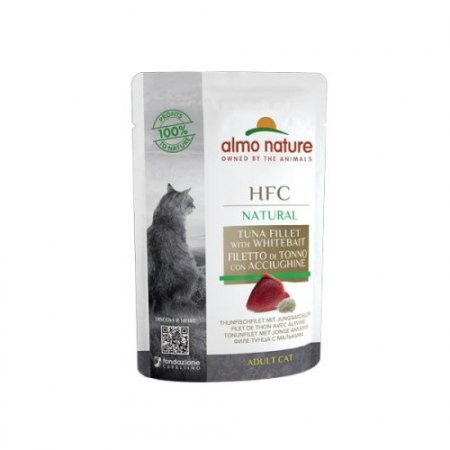 Almo Nature HFC Filet de Ton și Hamsii, hrană umedă complementară pentru pisici, 55g