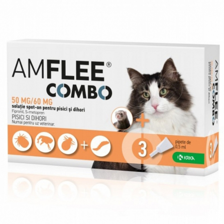 Antiparazitare - AMFLEE Combo Pipetă Antiparazitară Pisici și Dihori – 3 x 50 mg