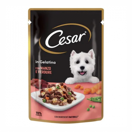 Hrana Caini - Cesar Hrana Umedă pentru Câini, Vita și Legume, 100g - Plic