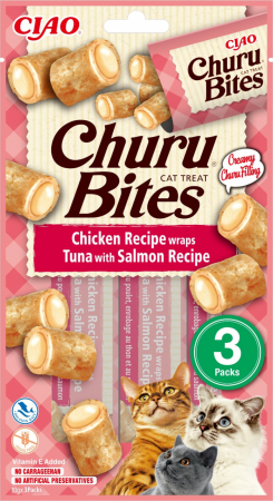 Pisici - Churu Inaba Ciao Churu Bites Recompense pentru Pisici cu Pui, Ton și Somon, 3x10g