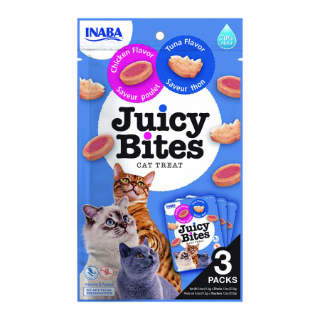 Hrana Pisici - Churu Inaba Ciao, Juicy Bites - Recompense pentru Pisici cu Ton și Pui (3x11.3g)